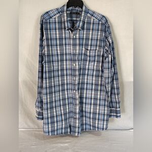 Nautica Men's Navy and White Plaid Shirt